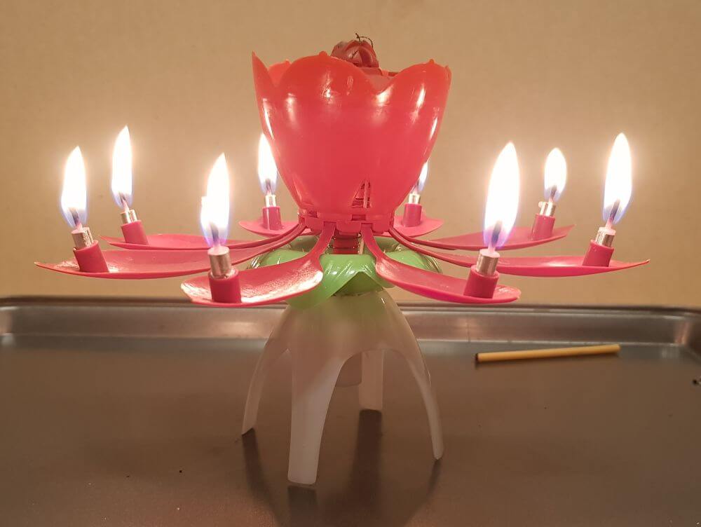 Brennende Kerzen der Geburtstags-Fontäne