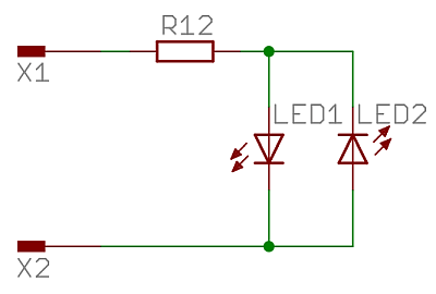 Charlieplexing mit 2 LEDs unter Verwendung von 2 Pins