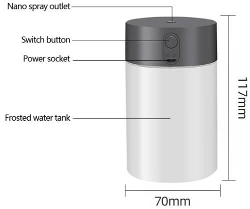 Aufbau des Air Humidifier Ultrasonic 260ML