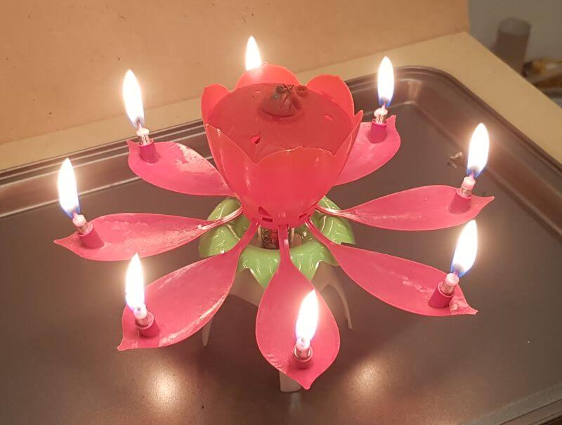 Brennende Kerzen der Geburtstags-Fontäne