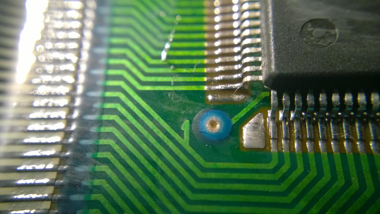 Detailaufnahme der Pins des Prozessors