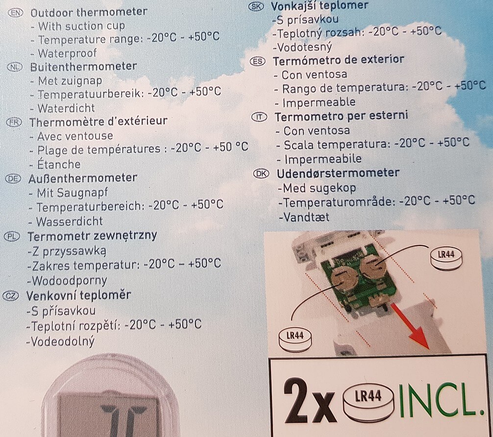 Features des Außenthermometers (inkl. Anleitung für Batterie-Wechsel)