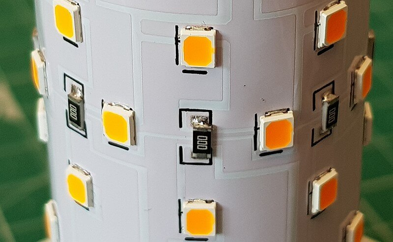 Detailansicht der Platine mit den LEDs
