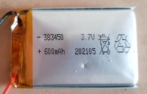 Li-Akku der Taschenlampe (3,7V; 600mAh, Größe: 383450)