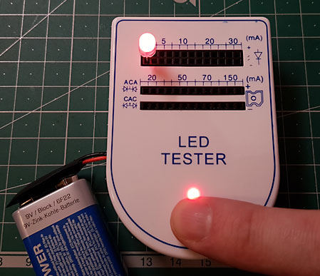 Test einer roten 5mm LED