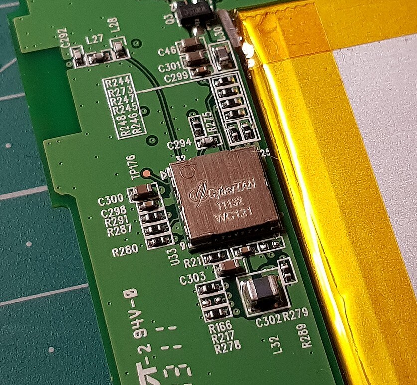 Detailansicht der Platine mit WLAN modul (WiFi single-chip) CyberTAN WC121