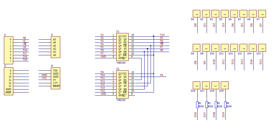 Schaltplan der 4x4x4-LED-Matrix
