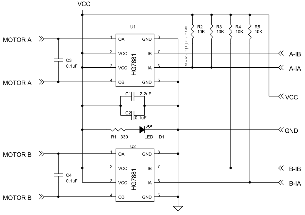 Schaltplan des H-Brückenmoduls HG7881