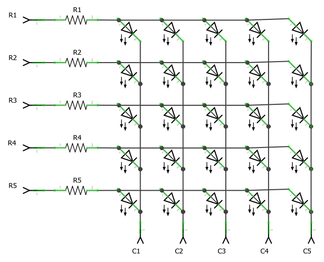 Multiplexing-Matrix mit LEDs