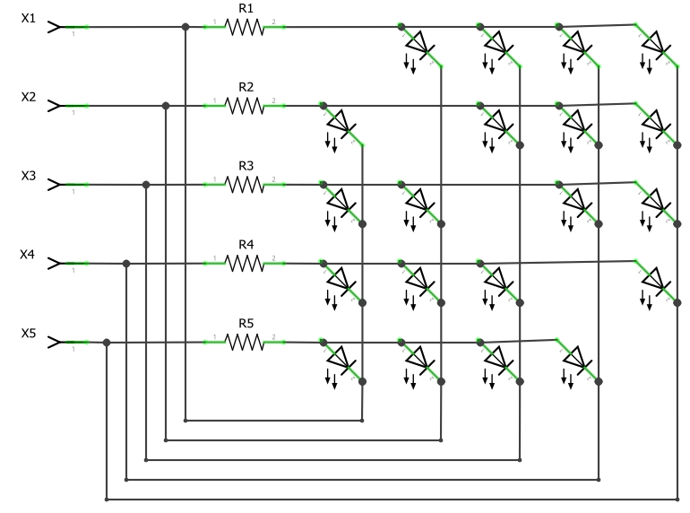 Charlieplexing-Matrix mit LEDs