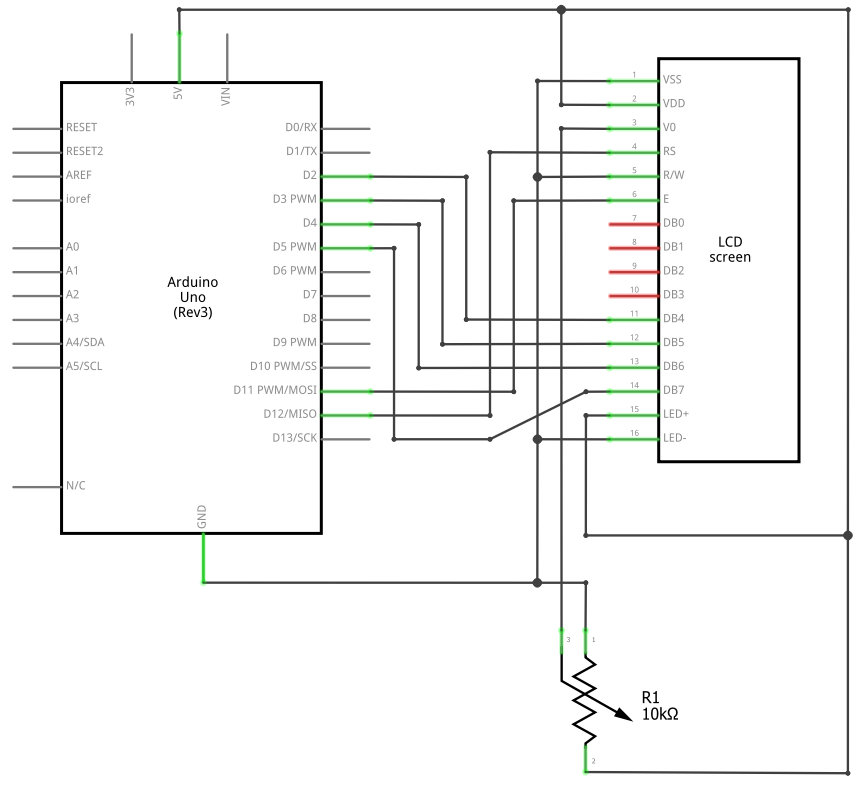 Schaltplan für LCD-Panel 1602 und Arduino
