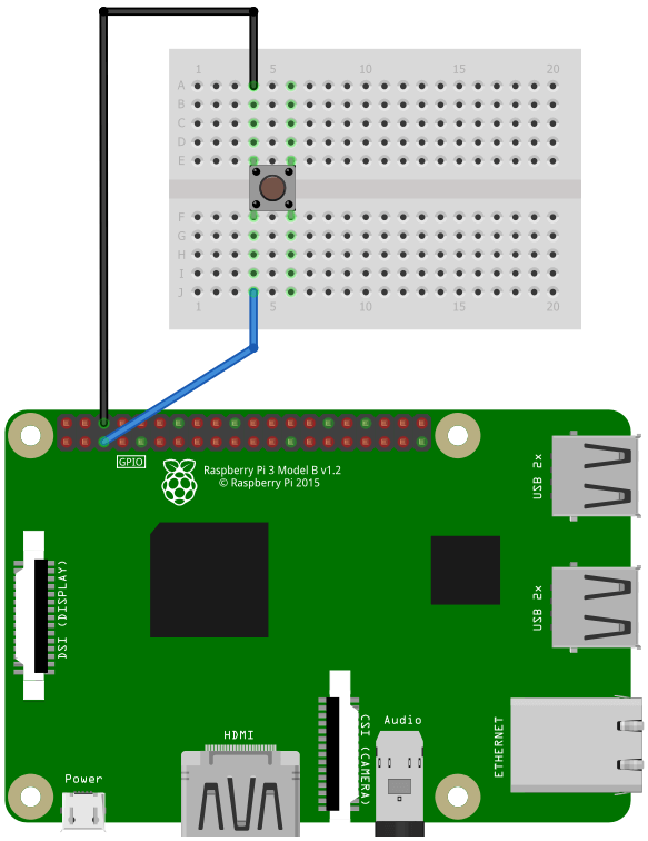 Aufbau der Schaltung: Mikrotaster am Raspberry Pi