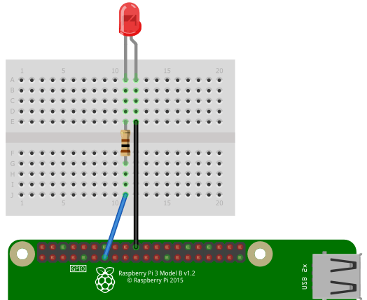 Anschluss einer LED mit dem Raspberry Pi