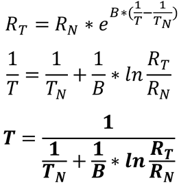 Formel zur Berechnung der Temperatur des MF52 Thermistors