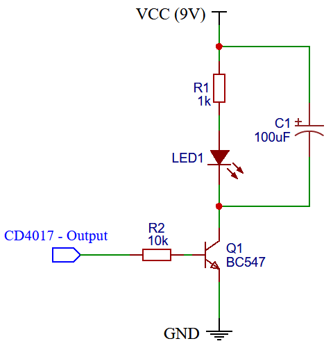 Schaltplan der LED-Einheit für die LED-Regentropfen