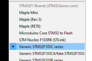 Auswahl des STM32-Boards