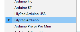 LilyPad Arduino auswählen