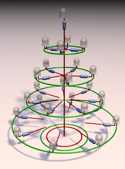 Aufbau des LED-Baum als 3D-Design