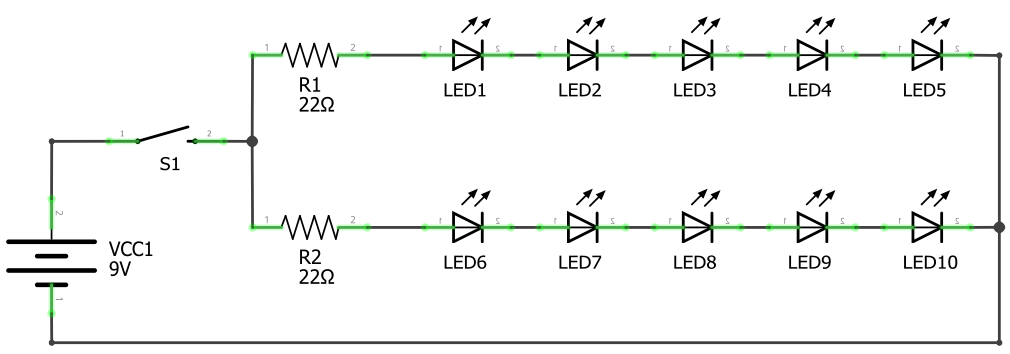 Schaltplan für glühende LED-Augen