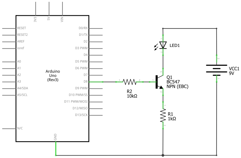 Schaltplan für die Häuserbeleuchtung mit Transistor