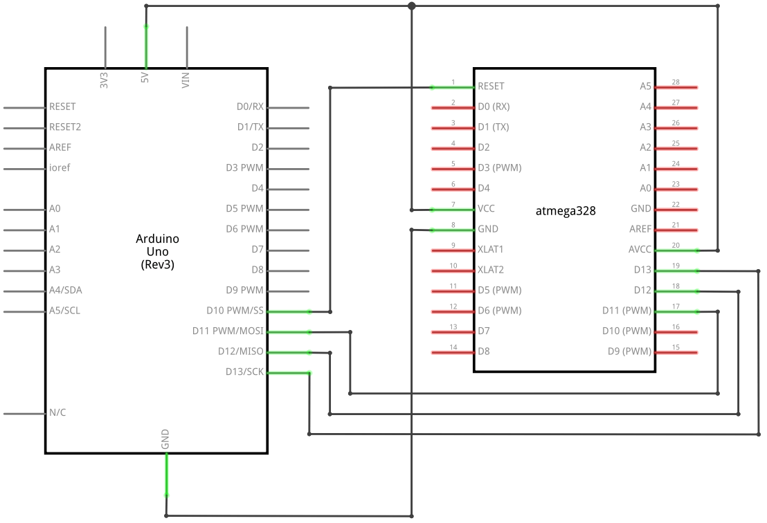 Schaltplan für die Programmierung mit Arduino Uno