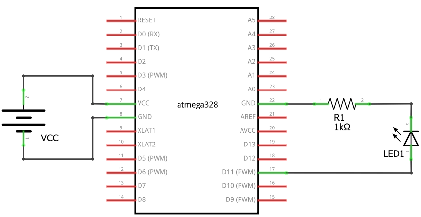 Schaltplan für den Test des ATmega328P