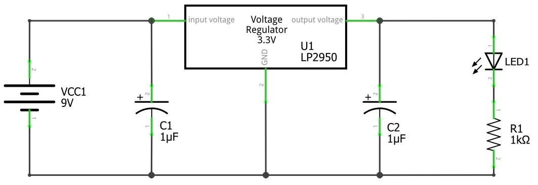 Schaltplan mit LDO Spannungsregler LP2950