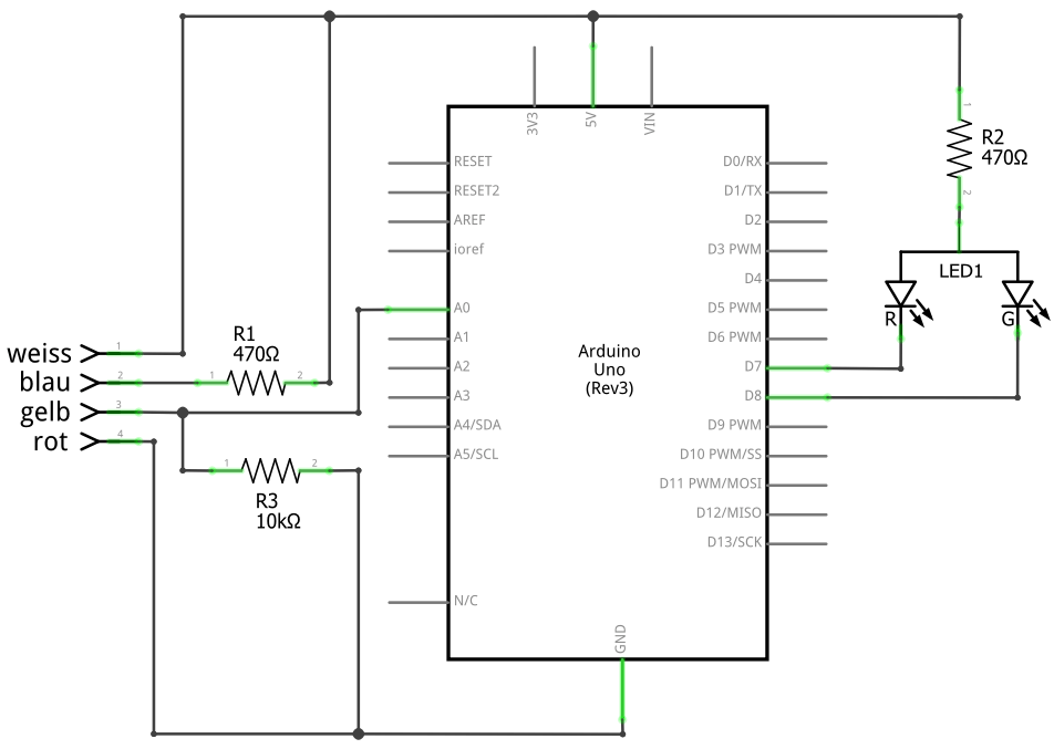 Schaltplan mit Arduino und optischem Füllstandssensor
