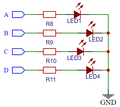 LEDs zur Visualisierung der 4-bit-BCD