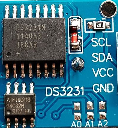 Detailansicht des DS3231-Boards