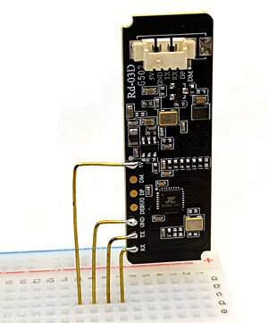 Selbstgelötete Steckverbindung zu einem Breadboard