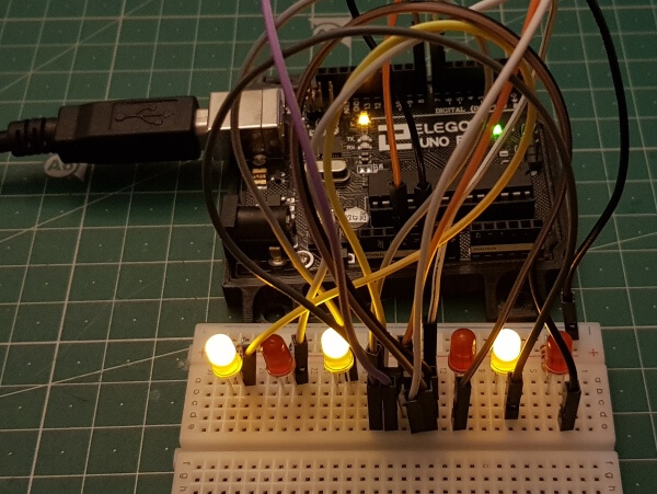 Prototyp auf dem Breadboard mit Arduino Uno